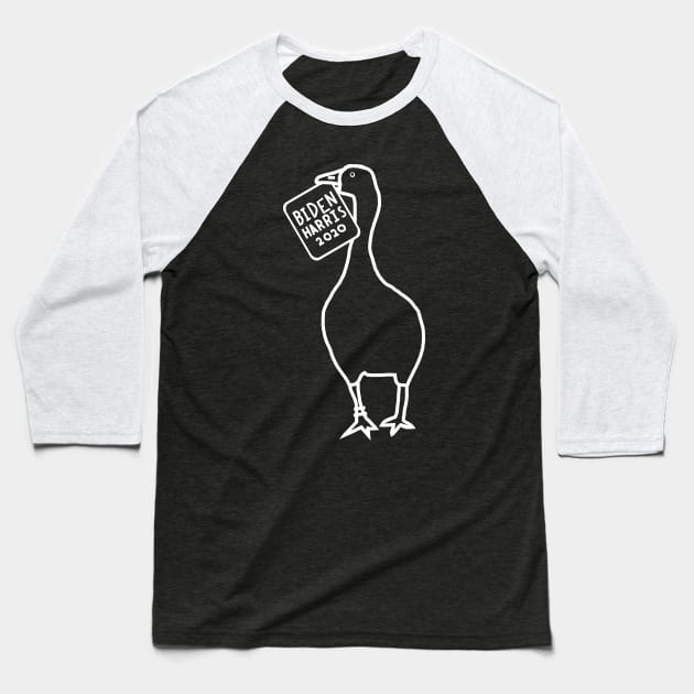 Whiteline Goose with Stolen Biden Harris Sign Baseball T-Shirt by ellenhenryart